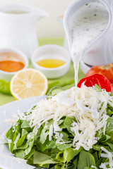 Green Healthy Salad with Cheese