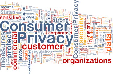 Consumer privacy background concept wordcloud