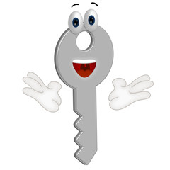 Funny key cartoon illustration locksmith comic