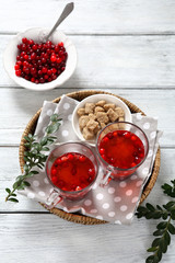 Cranberry tea on a napkin