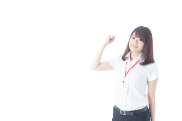 Fototapeta premium 白バックOLポートレート(半袖)