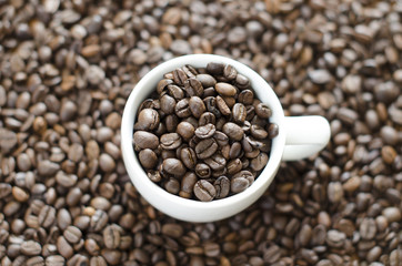 cup of coffee and background from beans