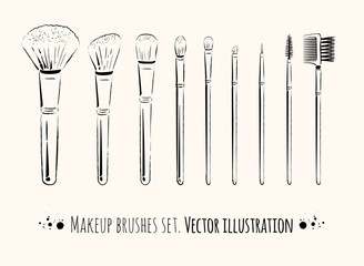 Makeup brushes kit.