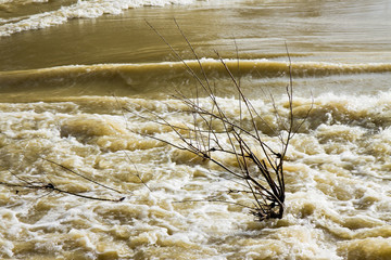 River in flood after several days of rain
