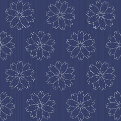 Traditional Japanese Embroidery Ornament with blooming sakura fl