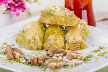 Turkish and Arabix Traditional Dessert Baklava Baklawa
