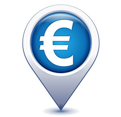 euro sur marqueur géolocalisation bleu