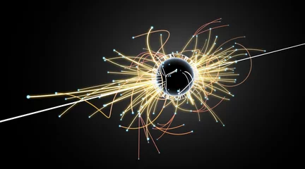 Foto op Aluminium Particle Collision and Blackhole in LHC (Large Hadron Collider) © generalfmv