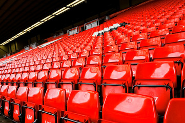 Bright red stadium seat