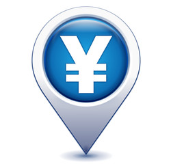 yen sur marqueur géolocalisation bleu