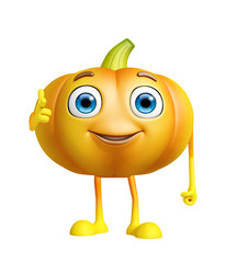 Pumpkin character with pointing pose
