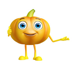 Pumpkin character with presentation pose