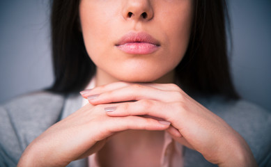 Closeup image of woman lips