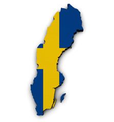 Obraz premium Sweden Map Flag 3d Shape