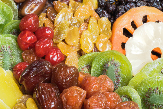 Close-up mixed dried fruits  background