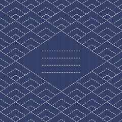 Text frame. Traditional Japanese Embroidery Ornament with rhombs