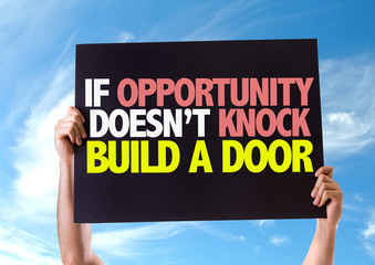 If Opportunity Doesn't Knock Build a Door card with sky