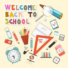 Back to School Vector Illustration with School Items