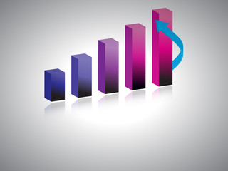 3d business growth bar graph