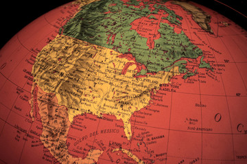 north america on terrestrial globe