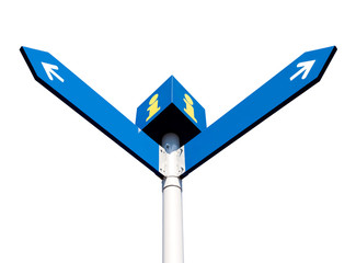 Blank directional road signs