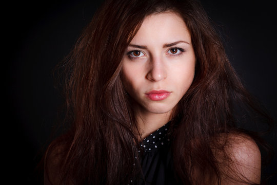 portrait of beautiful woman with brown eyes