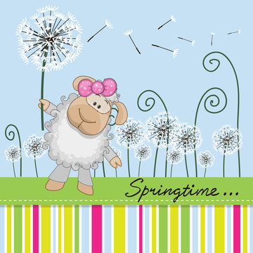 Cute Sheep with dandelion