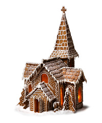 Gingerbread cookies Christmas church isolated