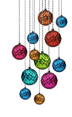 Colorful Christmas balls group hanging