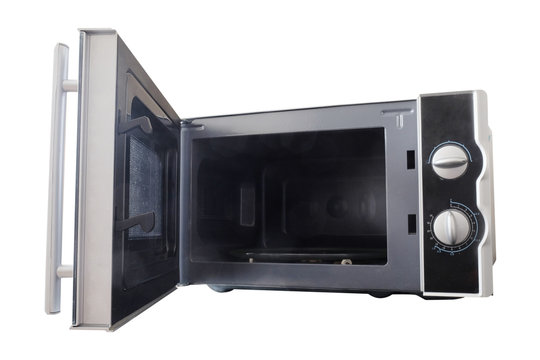 Empty microwave oven with open door