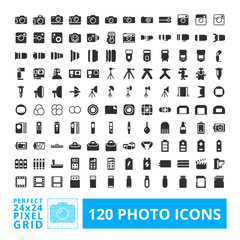 Photo camera icons set