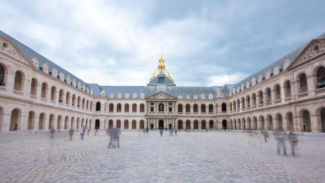 Great Court of Les Invalides complex timelapse hyperlapse, Paris