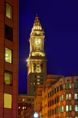 Fototapeta na wymiar Boston Clock tower Custom House Massachusetts