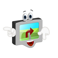 Funny navigation system route car cartoon comic
