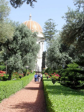 Haifa Bahai Gardens walkway to the Shrine of Bab 2003