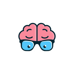 Brain with glasses. Science logo