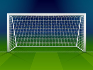 Soccer goalpost with net. Association football goal on field © kulyk