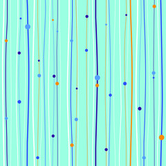 Seamless abstract pattern with lines and dots on a vibrant blue.
