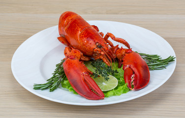 Red boiled lobster