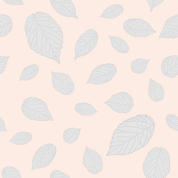Light grey raspberry leaves. Bright pastel seamless pattern.