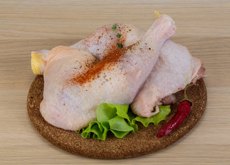 Raw chicken leg