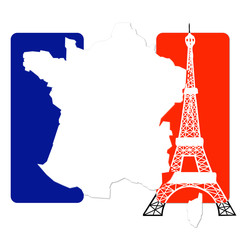Bandiera Francia con torre Eiffel © albasu
