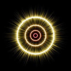 astract circular ray of light bursting on black background