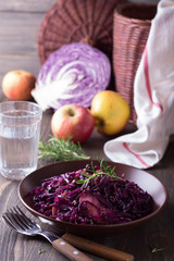 Spicy red cabbage stewed with apples and blackcurrant