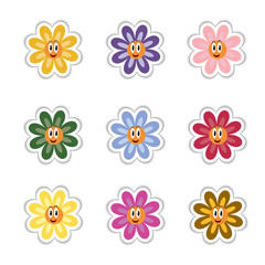Fototapeta na wymiar Set of vector flowers stickers