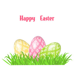 Greeting Easter card with eggs.