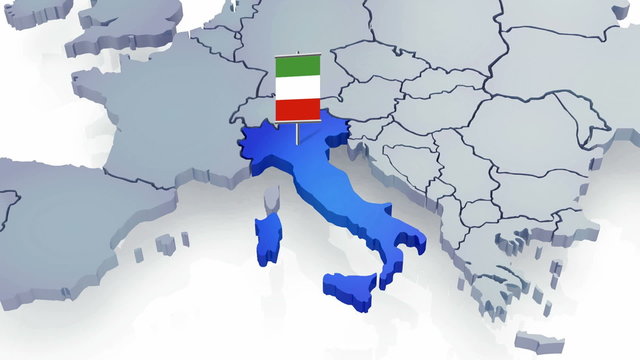 Three-dimensional map of Italy. 3d