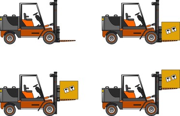Forklifts. Heavy construction machines. Vector illustration