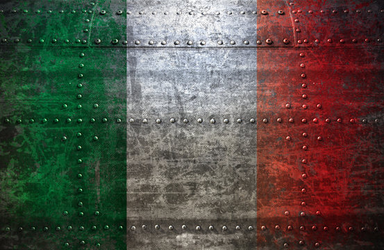 Italian Flag On a  Metal Texture