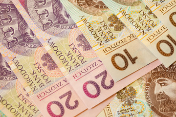 Fototapeta na wymiar Polish zloty banknotes currency as background